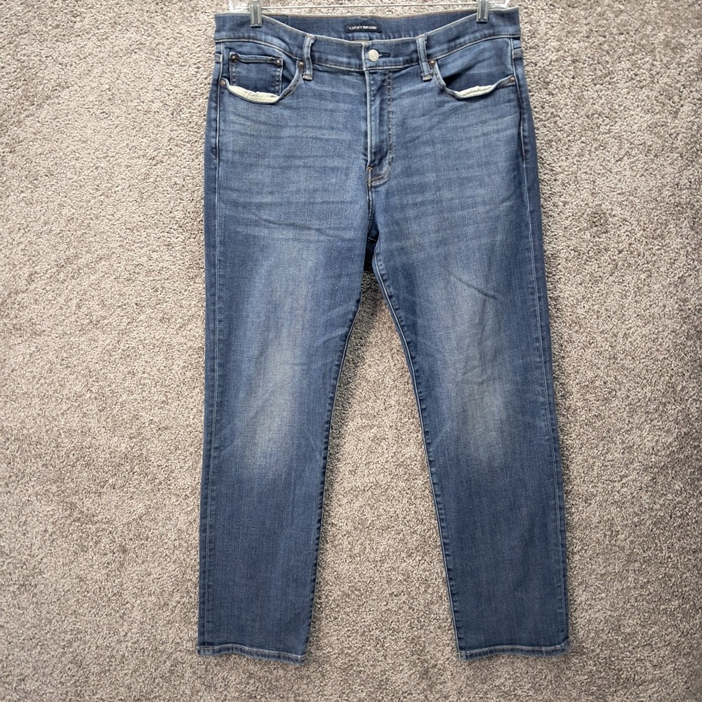 Lucky Brand Women Blue Straight Leg Stretch Denim Jeans Waist 37 Inseam 30
